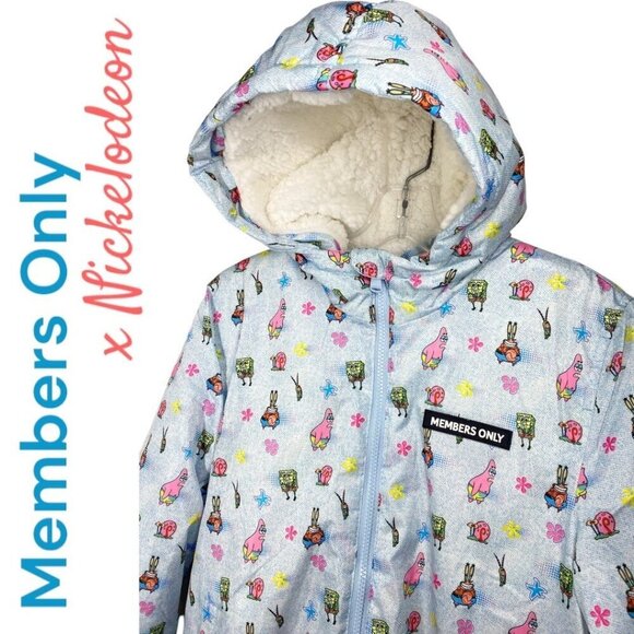 MEMBERS ONLY x NICKELODEON SPONGE BOB Full Zip Fleece Lined Puffer Jacket Medium - Picture 3 of 10